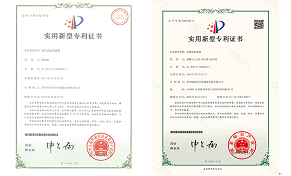 合乐hl8环保2020年新获两项工业废水处理设备实用新型专利证书